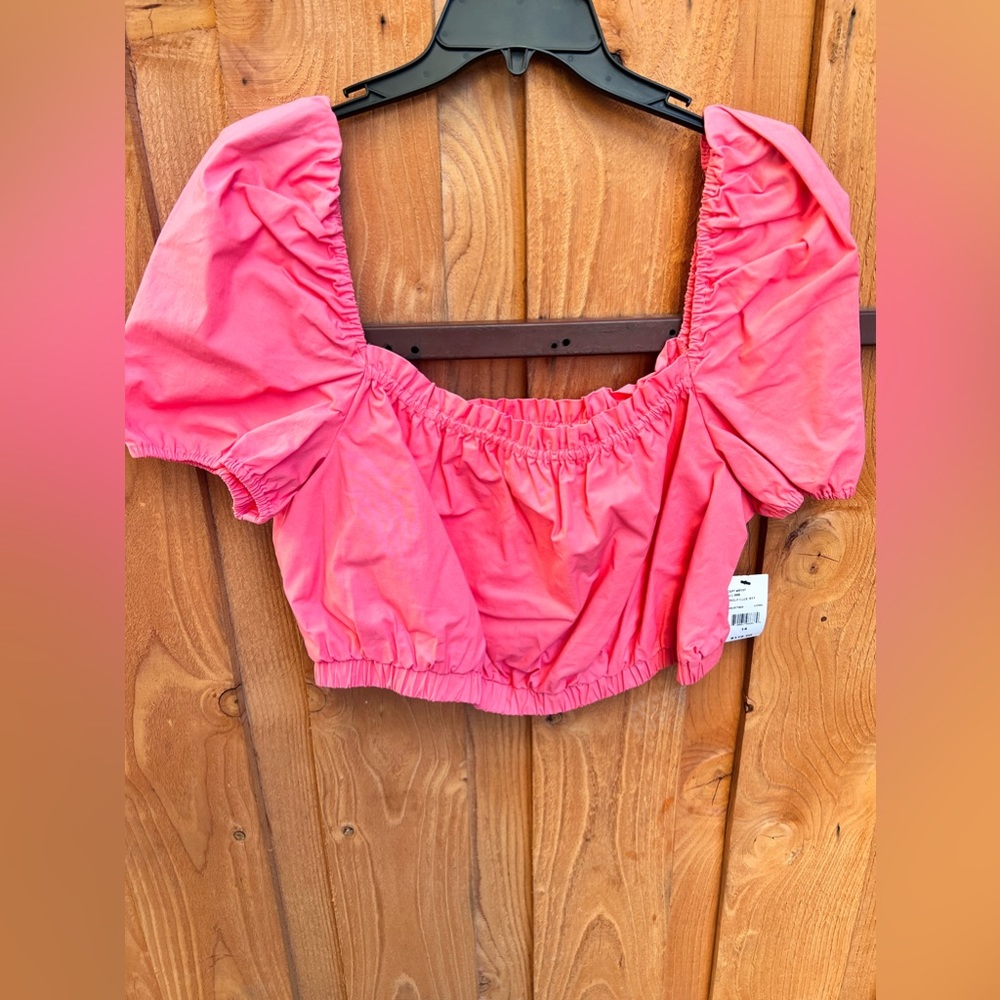 🌟New LDT Chloe Square Neck Short Puff Sleeve Smocked Crop Top🌟